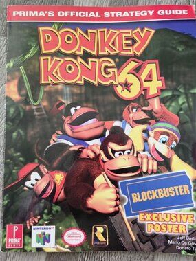 Prima Games Donkey Kong 64 Strategy Guide Retro Gaming Blockbuster Poster 1990s